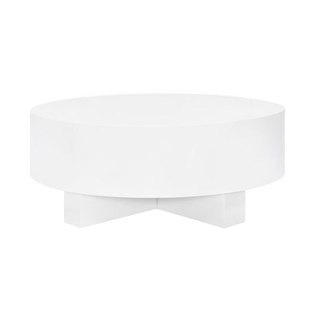 Worlds Away Oslo White Coffee Table at Fig Linens and Home - White Round Coffee Table 2