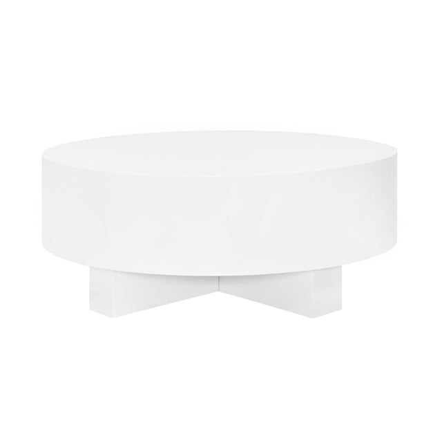 Worlds Away Oslo White Coffee Table at Fig Linens and Home - White Round Coffee Table 2