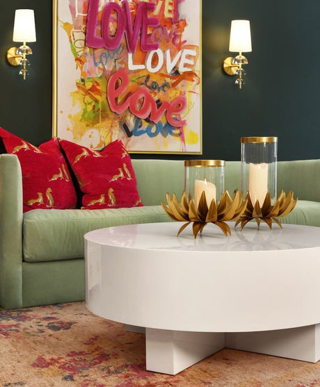Worlds Away Oslo White Coffee Table at Fig Linens and Home - White Round Coffee Table 1