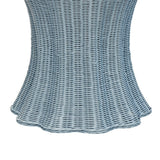 Worlds Away Paisley Light Blue Rattan Stool at Fig Linens and Home - Detail 3