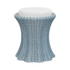 Worlds Away Paisley Light Blue Rattan Stool at Fig Linens and Home - Front