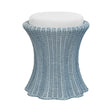 Worlds Away Paisley Light Blue Rattan Stool at Fig Linens and Home - Front