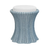 Worlds Away Paisley Light Blue Rattan Stool at Fig Linens and Home - Front
