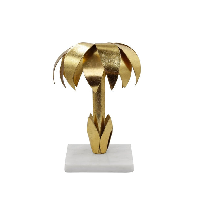 Palmy Candle Holder | Worlds Away Gold Leaf Taper Candle Holder at Fig Linens and Home 1