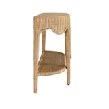 Worlds Away Paloma Scalloped Demi-Lune Rattan Console - Side View of Table at Fig Linens and Home