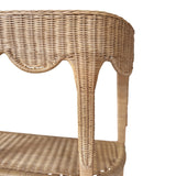 Paloma Scalloped Demi-Lune Rattan Console by Worlds Away - Skirt Detail View at Fig Linens and Home