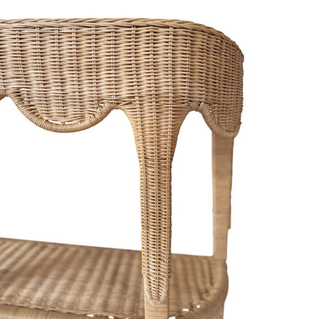 Paloma Scalloped Demi-Lune Rattan Console by Worlds Away - Skirt Detail View at Fig Linens and Home