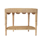Paloma Scalloped Demi-Lune Rattan Console by Worlds Away - Back of Table View at Fig Linens and Home