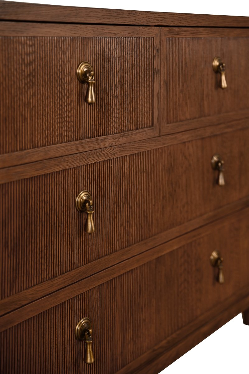 Worlds Away Provincial Brown Oak Dresser | Dresser at Fig Linens and Home - Detail of Front View 1