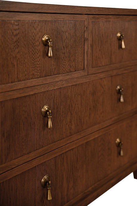Worlds Away Provincial Brown Oak Dresser | Dresser at Fig Linens and Home - Detail of Front View 1