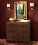 Worlds Away Provincial Brown Oak Dresser | Lifestyle of 4-Drawer Dresser at Fig Linens and Home