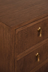 Worlds Away Provincial Brown Oak Dresser | Dresser at Fig Linens and Home - Detail of Front View 2