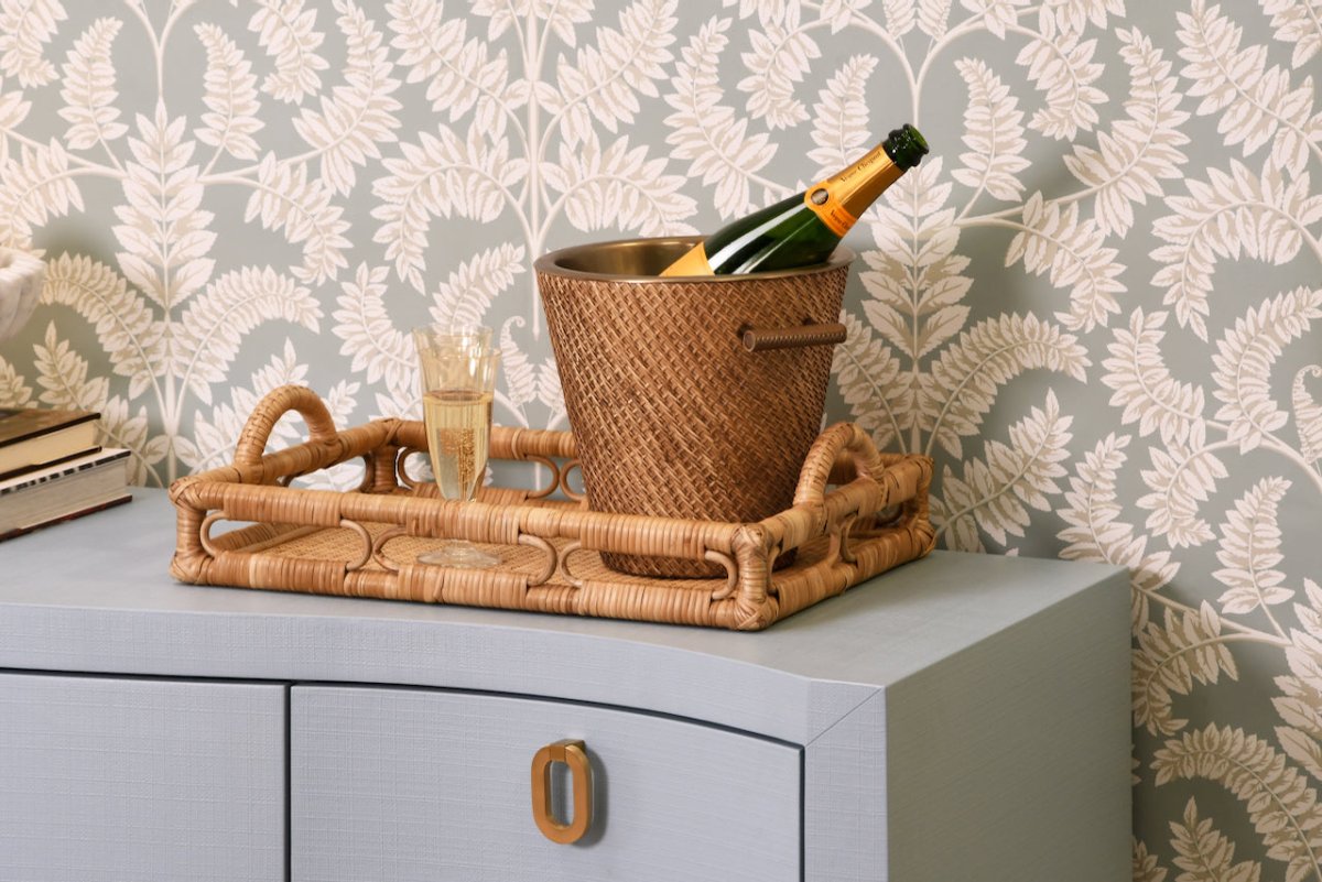 Paulina Modern Classic Light Blue Textured Linen Buffet by Worlds Away at Fig Linens and Home 8