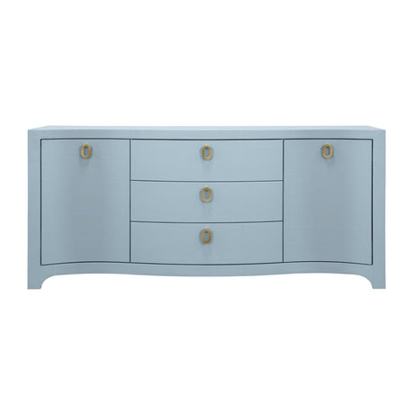 Paulina Modern Classic Light Blue Textured Linen Buffet by Worlds Away at Fig Linens and Home 1