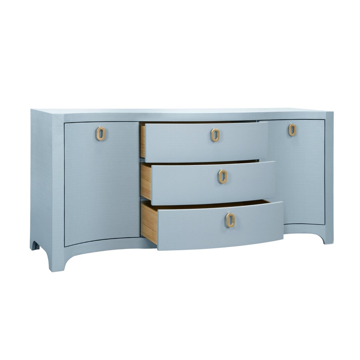 Paulina Modern Classic Light Blue Textured Linen Buffet by Worlds Away at Fig Linens and Home 4