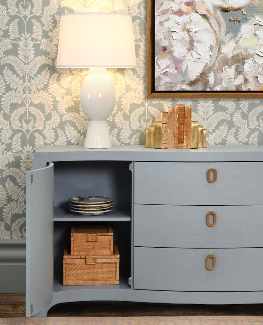 Paulina Modern Classic Light Blue Textured Linen Buffet by Worlds Away at Fig Linens and Home 2