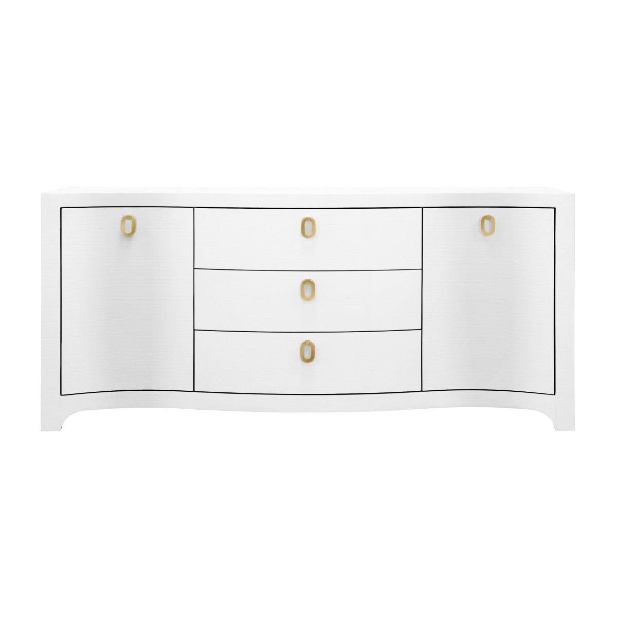 Worlds Away Paulina Modern Classic White Textured Linen Buffet Cabinet at Fig Linens and Home 1