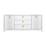 Worlds Away Paulina Modern Classic White Textured Linen Buffet Cabinet at Fig Linens and Home 1