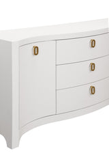 Worlds Away Paulina Modern Classic White Textured Linen Buffet Cabinet at Fig Linens and Home 5
