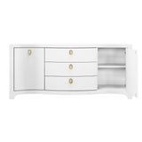 Worlds Away Paulina Modern Classic White Textured Linen Buffet Cabinet at Fig Linens and Home 3
