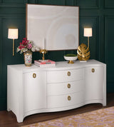 Worlds Away Paulina Modern Classic White Textured Linen Buffet Cabinet at Fig Linens and Home 2