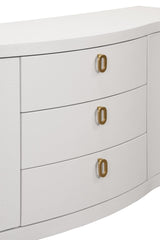 Worlds Away Paulina Modern Classic White Textured Linen Buffet Cabinet at Fig Linens and Home 4