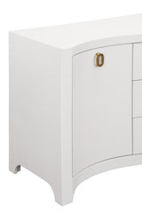 Worlds Away Paulina Modern Classic White Textured Linen Buffet Cabinet at Fig Linens and Home 6