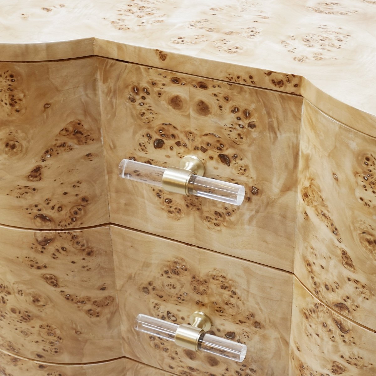 Plymouth Burl Wood Drawer Chest by Worlds Away at Fig Linens and Home - Hardware Detail
