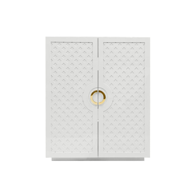 Worlds Away Poppy White Cabinet for Home Theatre, Dorm Room or Guest Suite - View 1