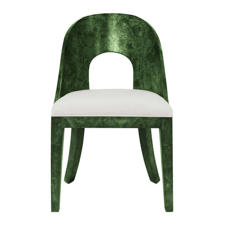 Worlds Away Rafferty Emerald Burl Wood Chair at Fig Linens and Home - Front