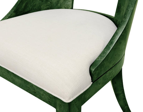 Worlds Away Rafferty Emerald Burl Wood Chair at Fig Linens and Home - Detail