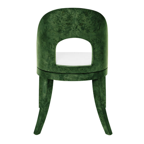 Worlds Away Rafferty Emerald Burl Wood Chair at Fig Linens and Home - Back