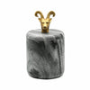Rammy Marble Container with Brass Ram Handle by Worlds Away 4" Dia x 7"H GREY at FIG LINENS AND HOME 1