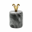 Rammy Marble Container with Brass Ram Handle by Worlds Away 4" Dia x 7"H GREY at FIG LINENS AND HOME 1