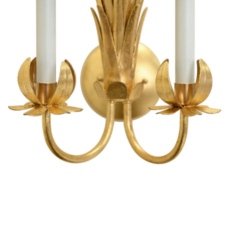 Reseda Gold Sconce by Worlds Away at Fig Linens and Home | Two-Arm Wall Sconce View 5