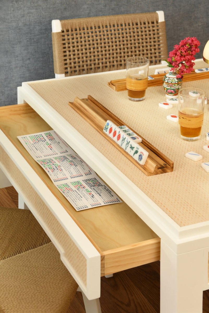 Robin Grasscloth Natural Game Table by Worlds Away at Fig Linens and Home - Lifestyle 1