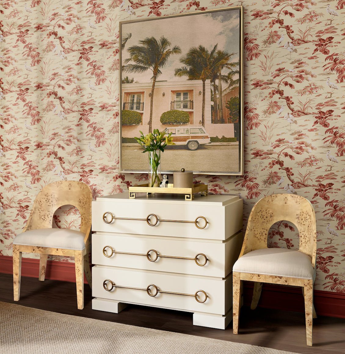 Roderick Antique White Dresser by Worlds Away 34.25"H x 42"W x 20D" Antique White at FIG LINENS AND HOME 2