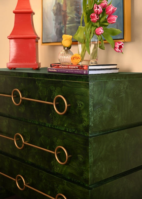 Roderick Emerald Burlwood Dresser by Worlds Away - Cabinet Lifestyle View at Fig Linens and Home 3
