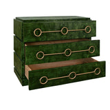 Roderick Emerald Burlwood Dresser by Worlds Away - Cabinet Drawers Open View at Fig Linens and Home