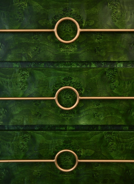 Roderick Emerald Burlwood Dresser by Worlds Away - Cabinet Detail View at Fig Linens and Home 3