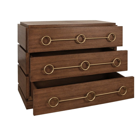 Roderick Provincial Brown Oak Dresser by Worlds Away at Fig Linens and Home - Drawers Open View