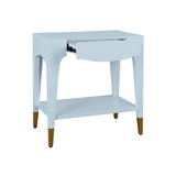 Drawer Open View of End Table - Worlds Away Ronny Light Blue Side Table at Fig Linens and Home