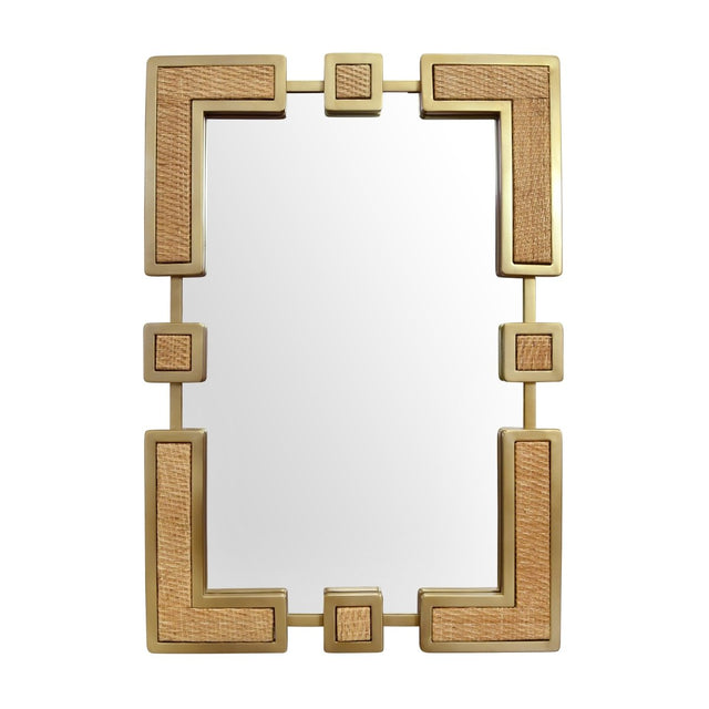 Roro Rectangular Rattan Wall Mirror by Worlds Away at Fig Linens and Home 1