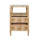 Roscoe Burlwood Side Table by Worlds Away at Fig Linens and Home - Drawers Open
