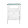 Worlds Away White Side Table - Roscoe 2 Drawers with Glass Top at Fig Linens and Home