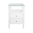 Worlds Away White Side Table - Roscoe 2 Drawers with Glass Top at Fig Linens and Home
