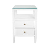 Worlds Away White Side Table - Roscoe 2 Drawers with Glass Top at Fig Linens and Home
