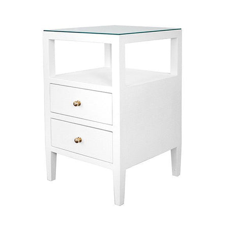 Roscoe White Side Table by Worlds Away at Fig Linens and Home - Side View