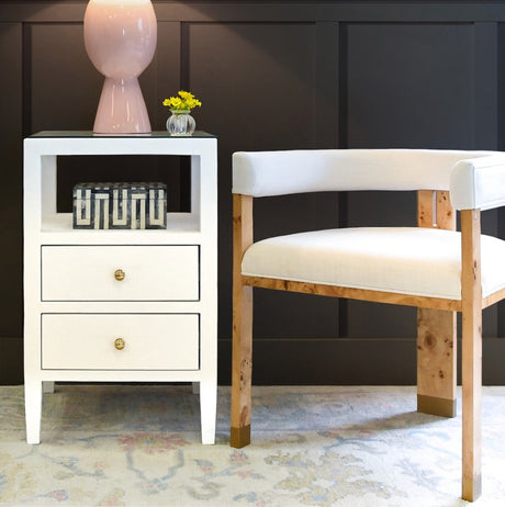 Roscoe White Side Table by Worlds Away 18" W x 30" H x 18" D White at FIG LINENS AND HOME 1
