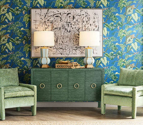 Rue Natural Grasscloth Buffet | Worlds Away Cabinets & Storage at Fig Linens and Home Lifestyle